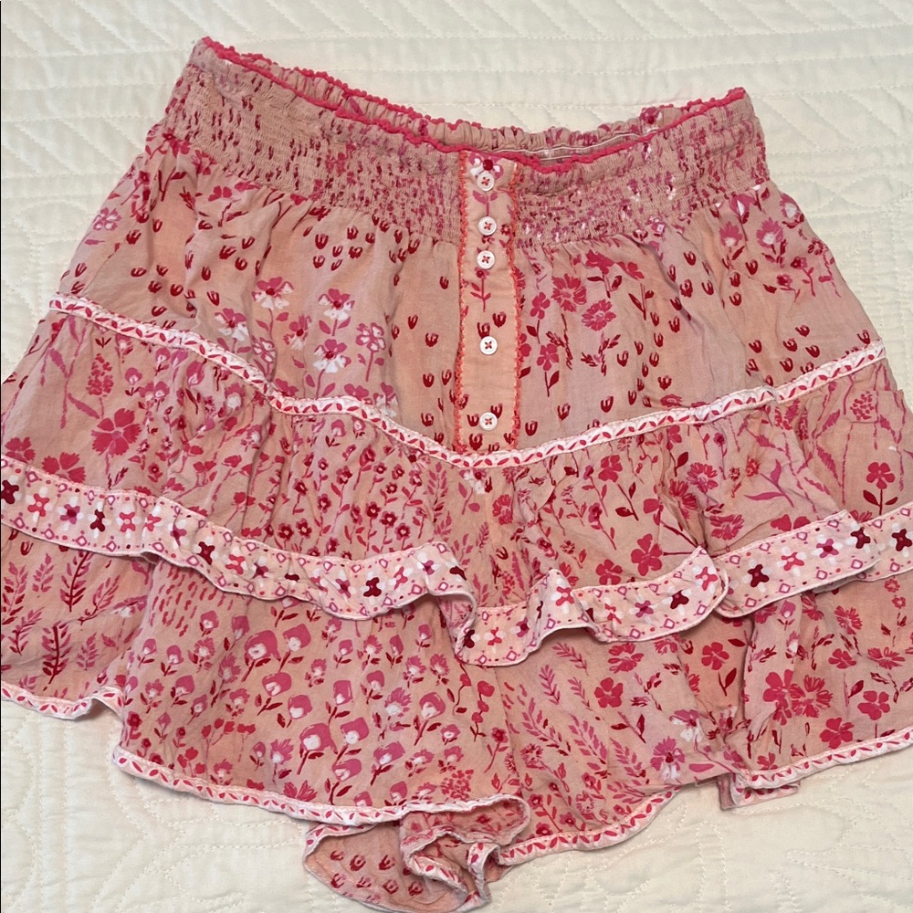 Poupette St. Barth Peach and Pink Floral Skort